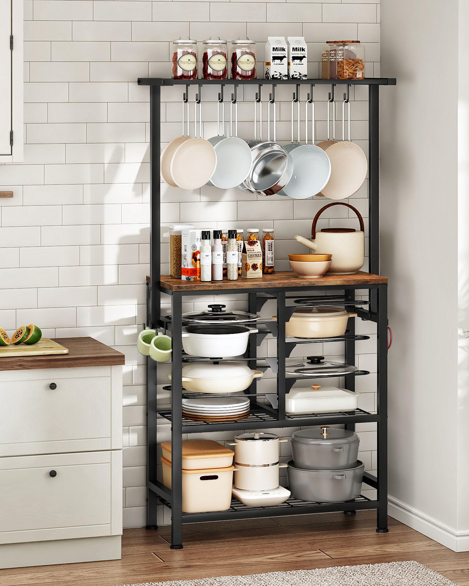 Black Multi-Tier Kitchen Baker’s Rack Pot Pan Storage Organizer