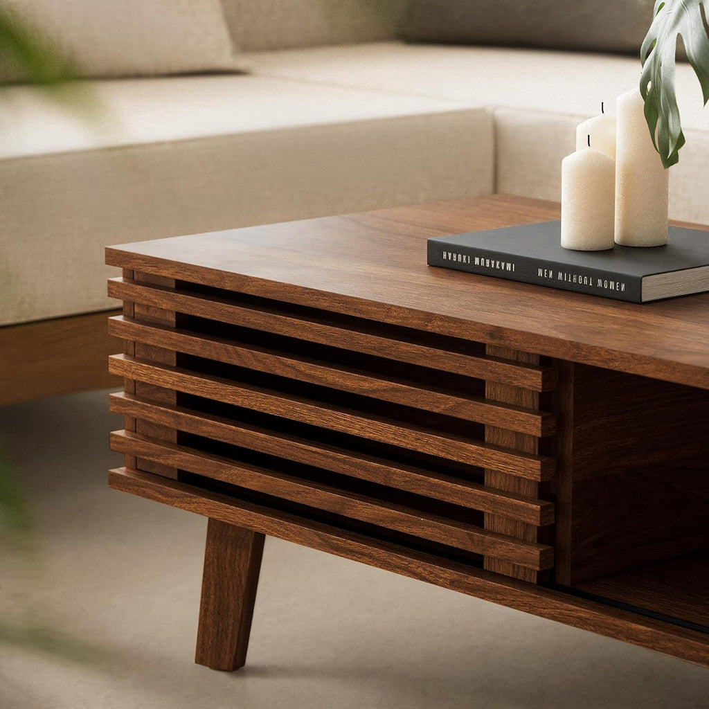 Walnut Storage Mid-Century Coffee Table