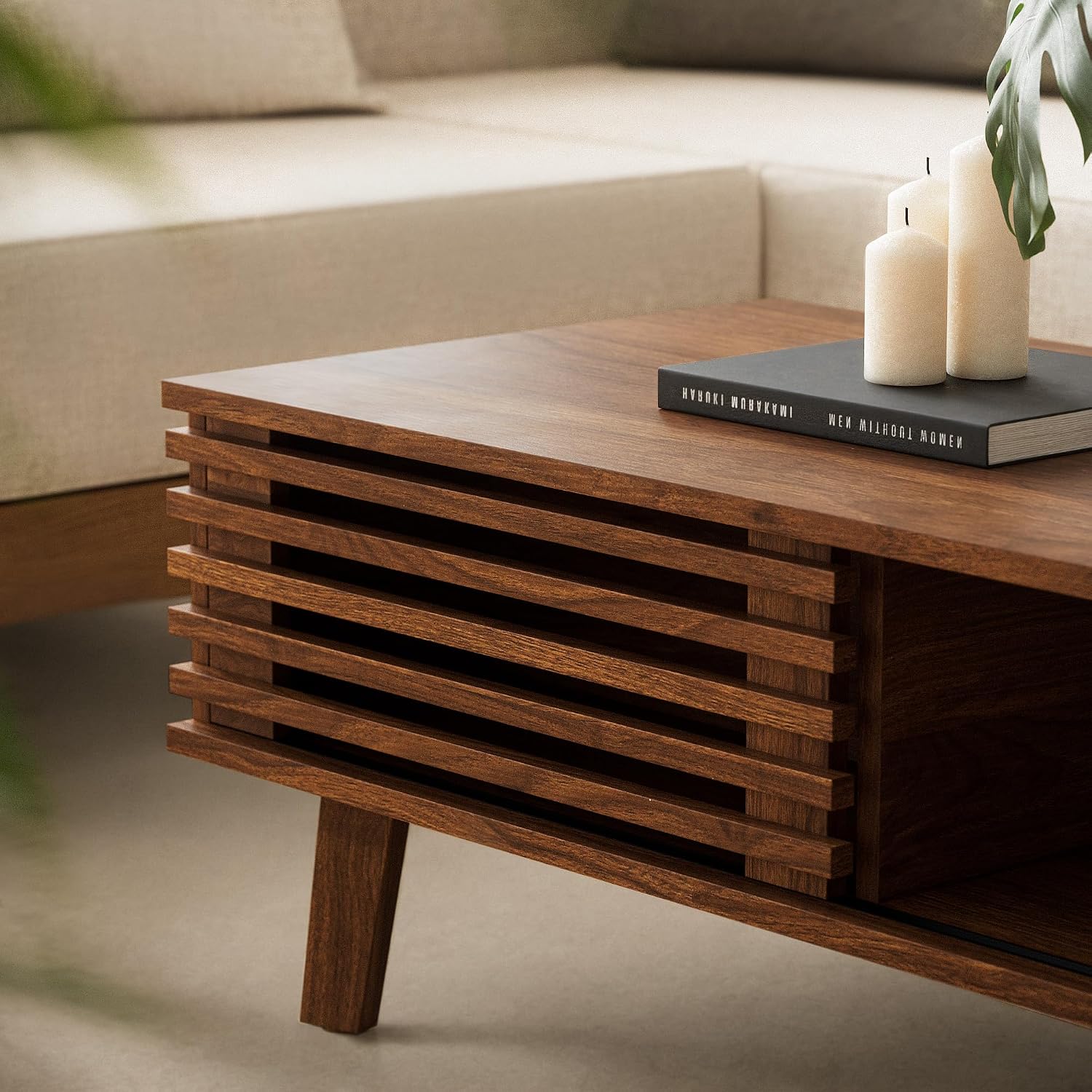 Walnut Storage Mid-Century Coffee Table
