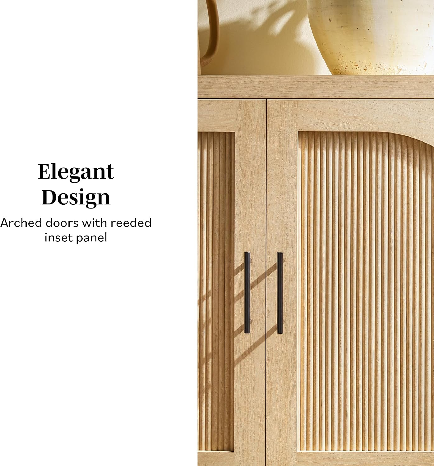 Walker Edison Sasha 70" Coastal Oak Reeded 4-Door Sideboard Buffet