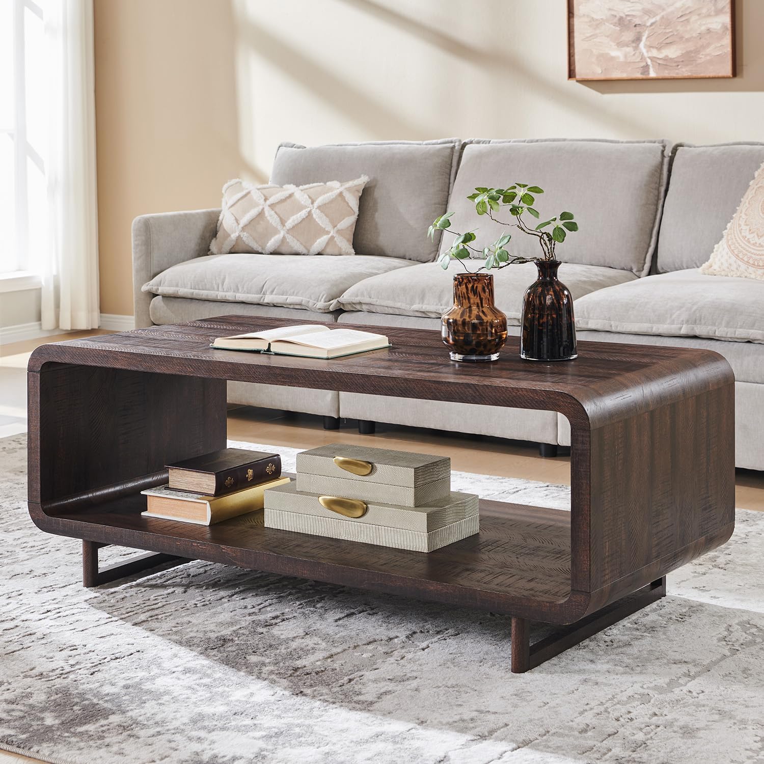 Natural Oak Curved Coffee Table