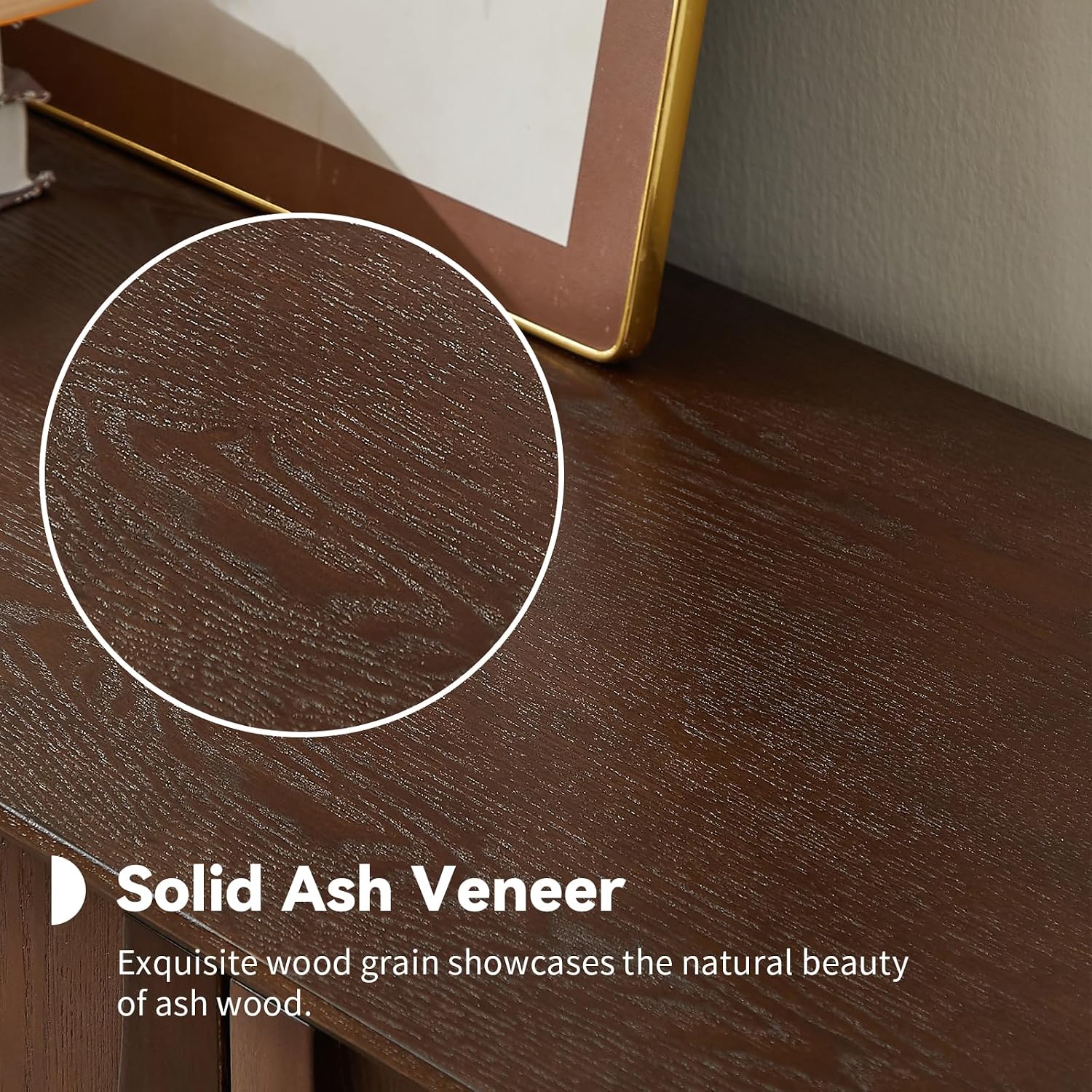 Walnut Retro Magnetic Door Storage Sideboard Cabinet