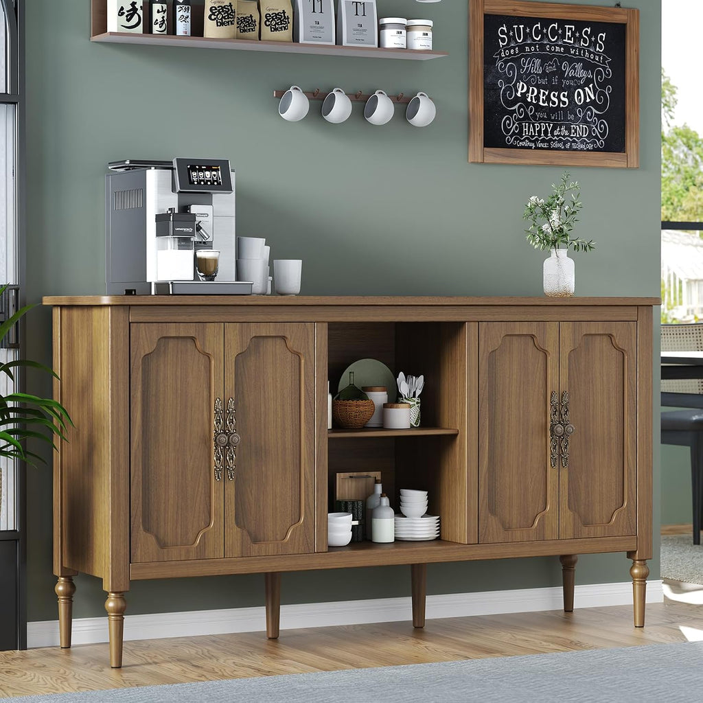 Green 59" Vintage Mid-Century 4-Door Sideboard TV Credenza