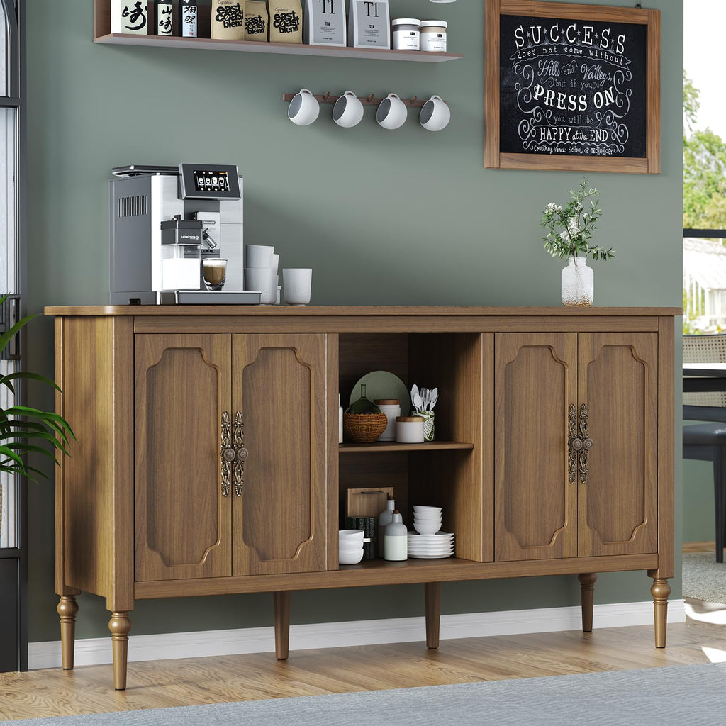 Green 59" Vintage Mid-Century 4-Door Sideboard TV Credenza