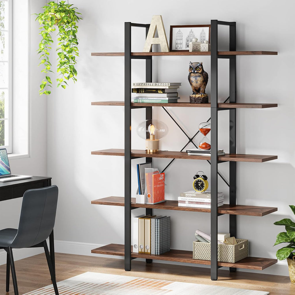 Vintage Industrial 5-Tier Open Storage Bookshelf