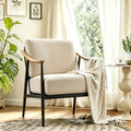 Cream White Mid-Century Metal Frame Upholstered Accent Chair