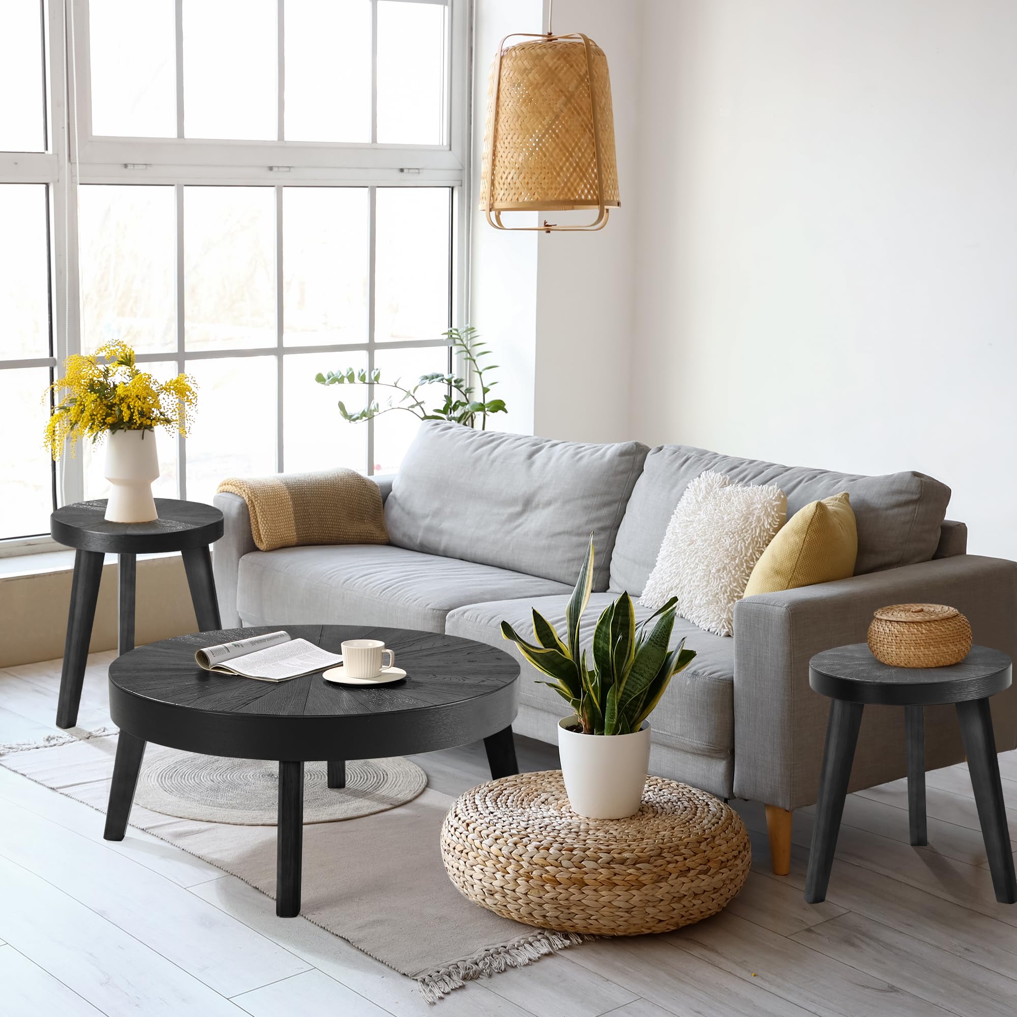 Brown Round Farmhouse Nesting Tables