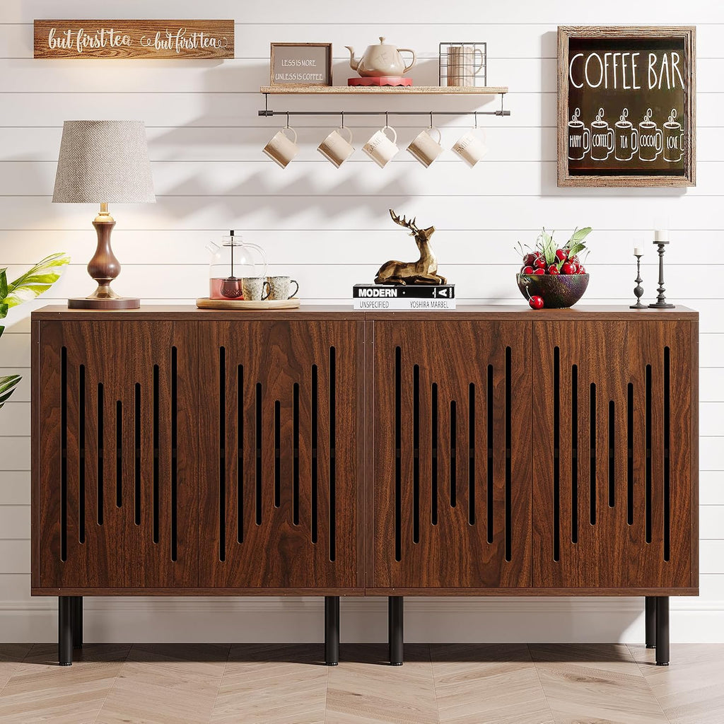Dark Brown 2-Piece Tribesigns Storage Sideboard Set