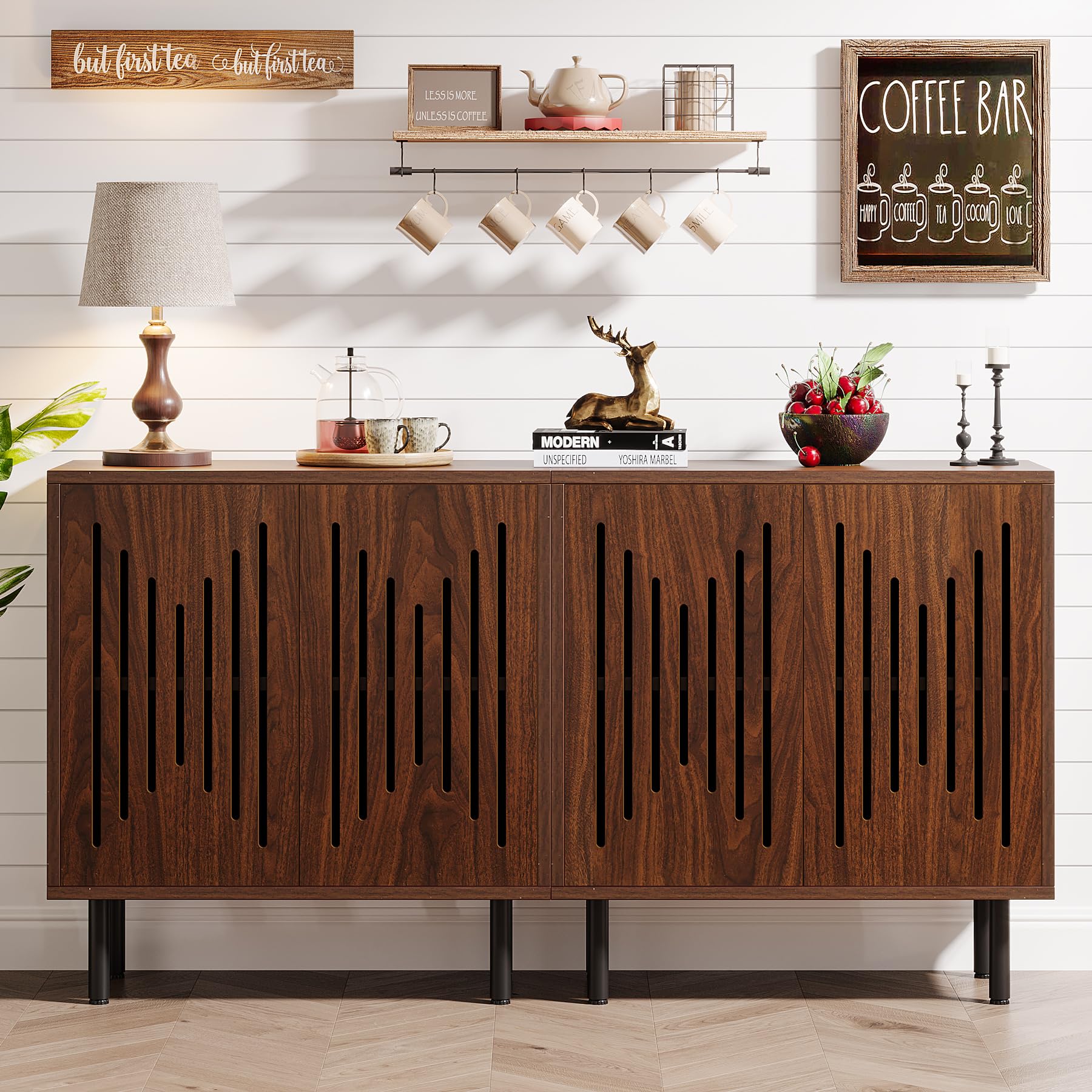 Dark Brown 2-Piece Tribesigns Storage Sideboard Set