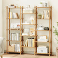 Oak Triple Wide 5-Tier Beech Frame Open Display Bookshelf