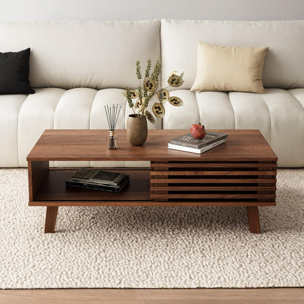 Walnut Storage Mid-Century Coffee Table