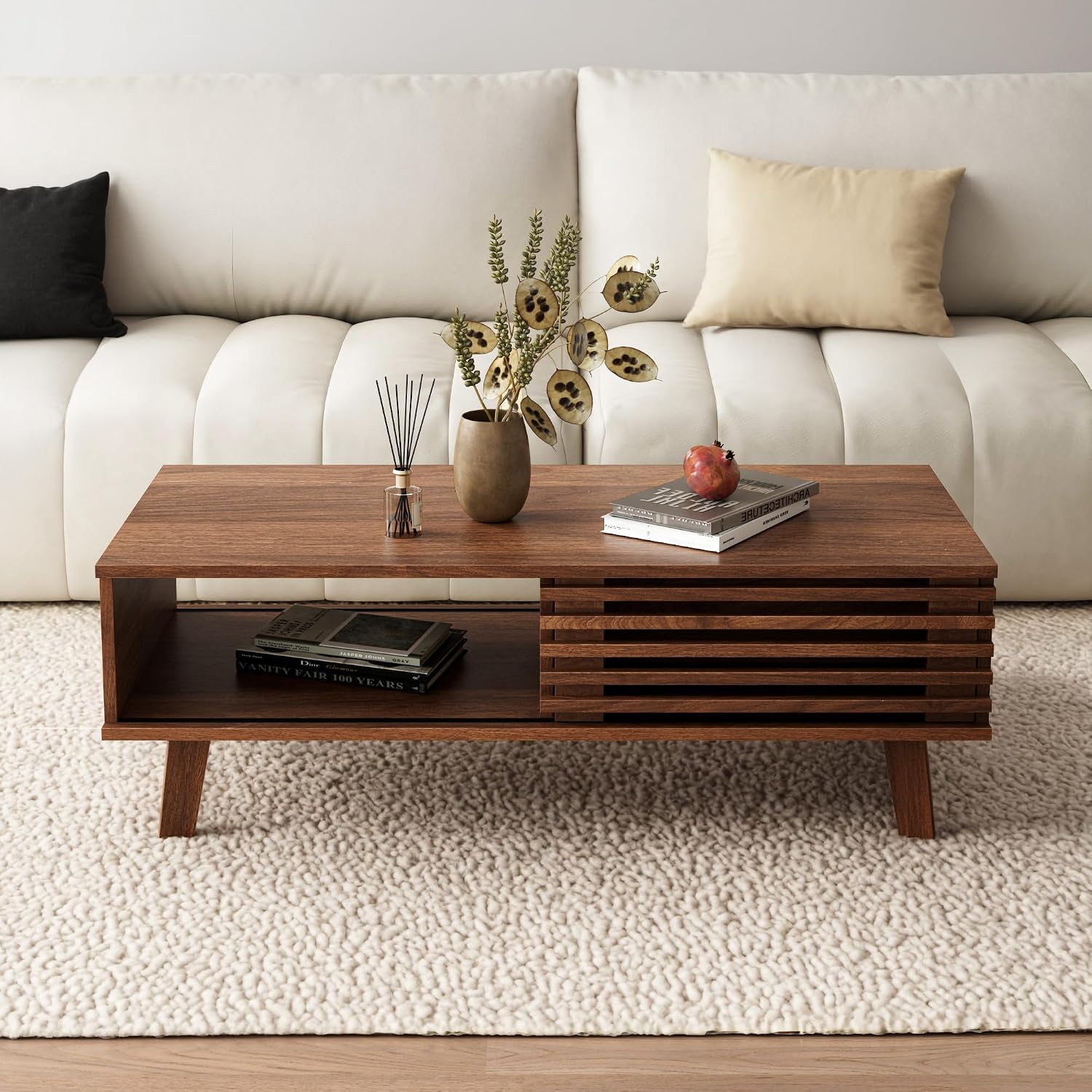 Walnut Storage Mid-Century Coffee Table