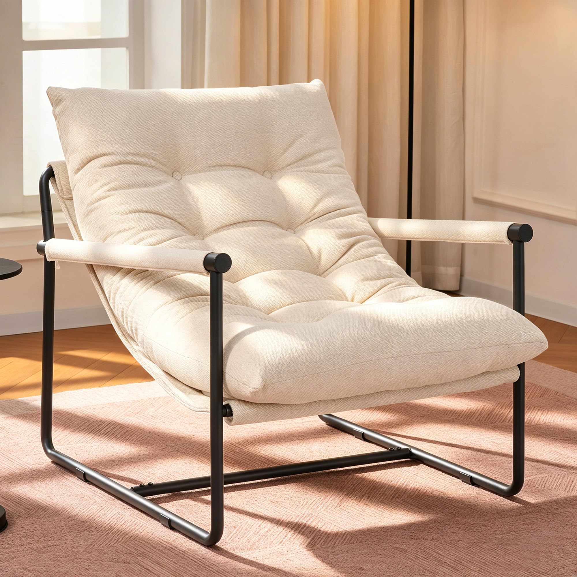 Green Upholstered Metal Frame Comfy Reading Accent Chair, Set of 1