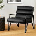 Black PU Leather Accent Chair with Metal V-Shaped Legs