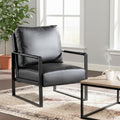 Container Furniture Brown Spotted Microfiber Mid-Century Accent Chair with Square Metal Frame