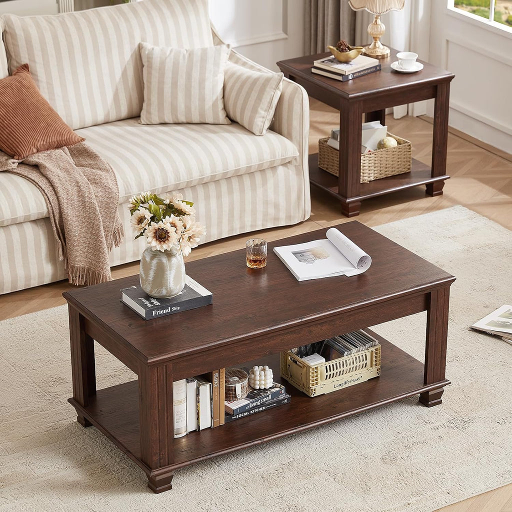 Rustic Walnut Square Coffee Table