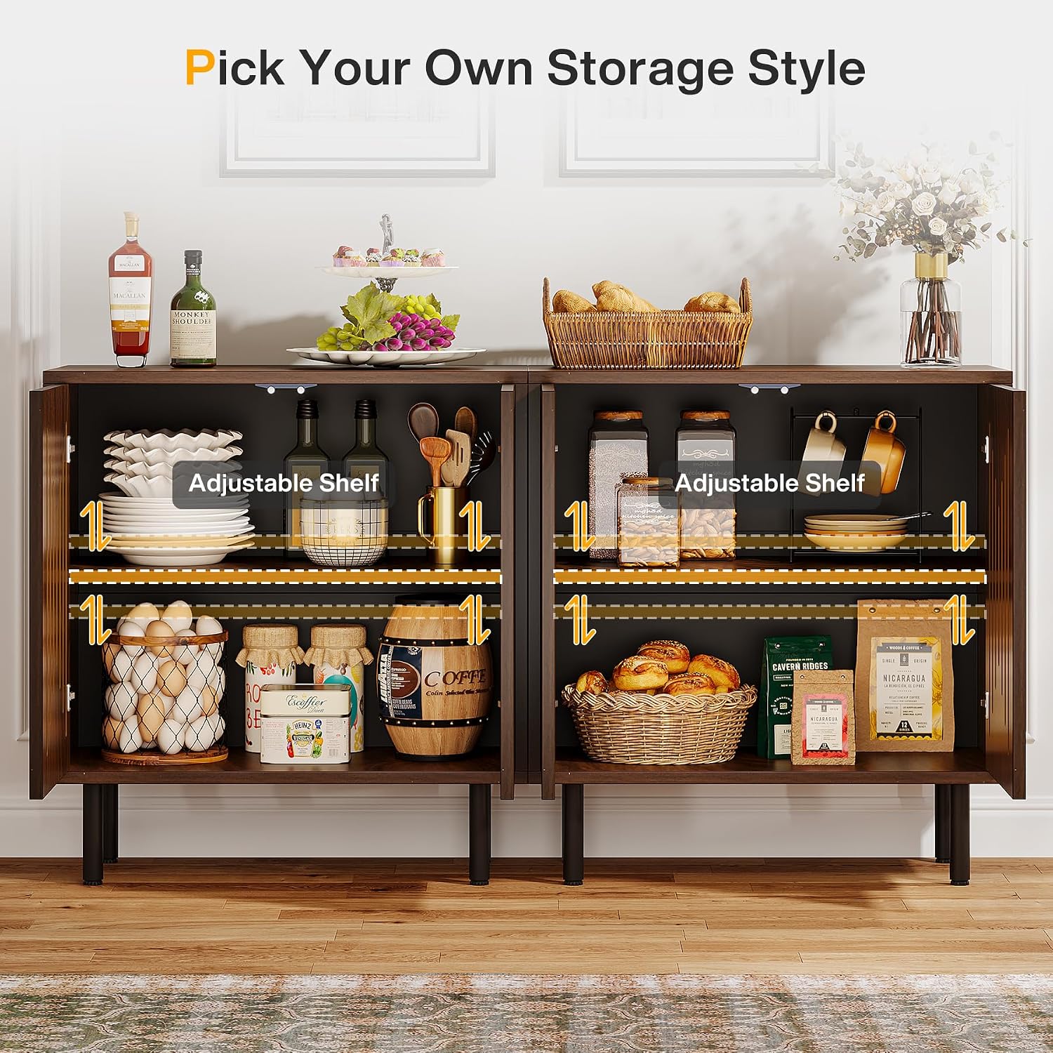 Dark Brown 2-Piece Tribesigns Storage Sideboard Set