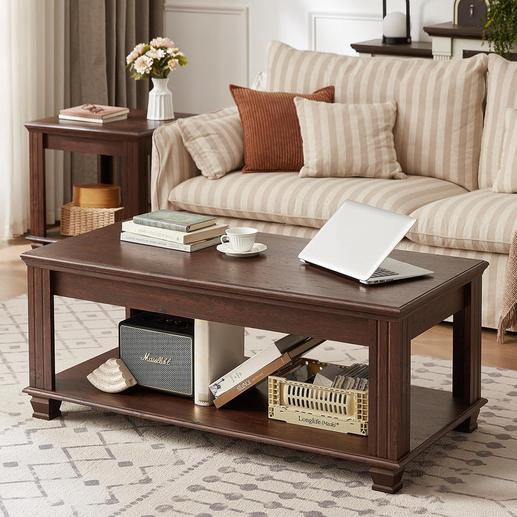 Rustic Walnut Square Coffee Table
