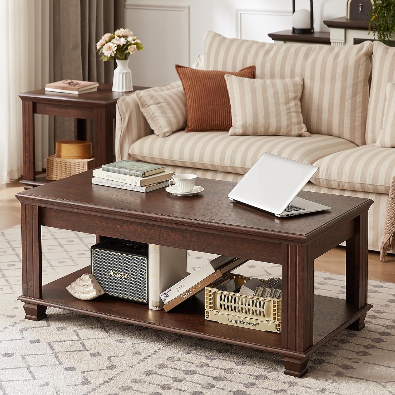 Rustic Walnut Square Coffee Table