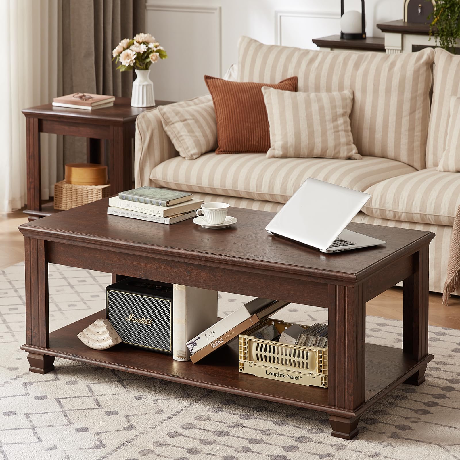 Rustic Walnut Square Coffee Table