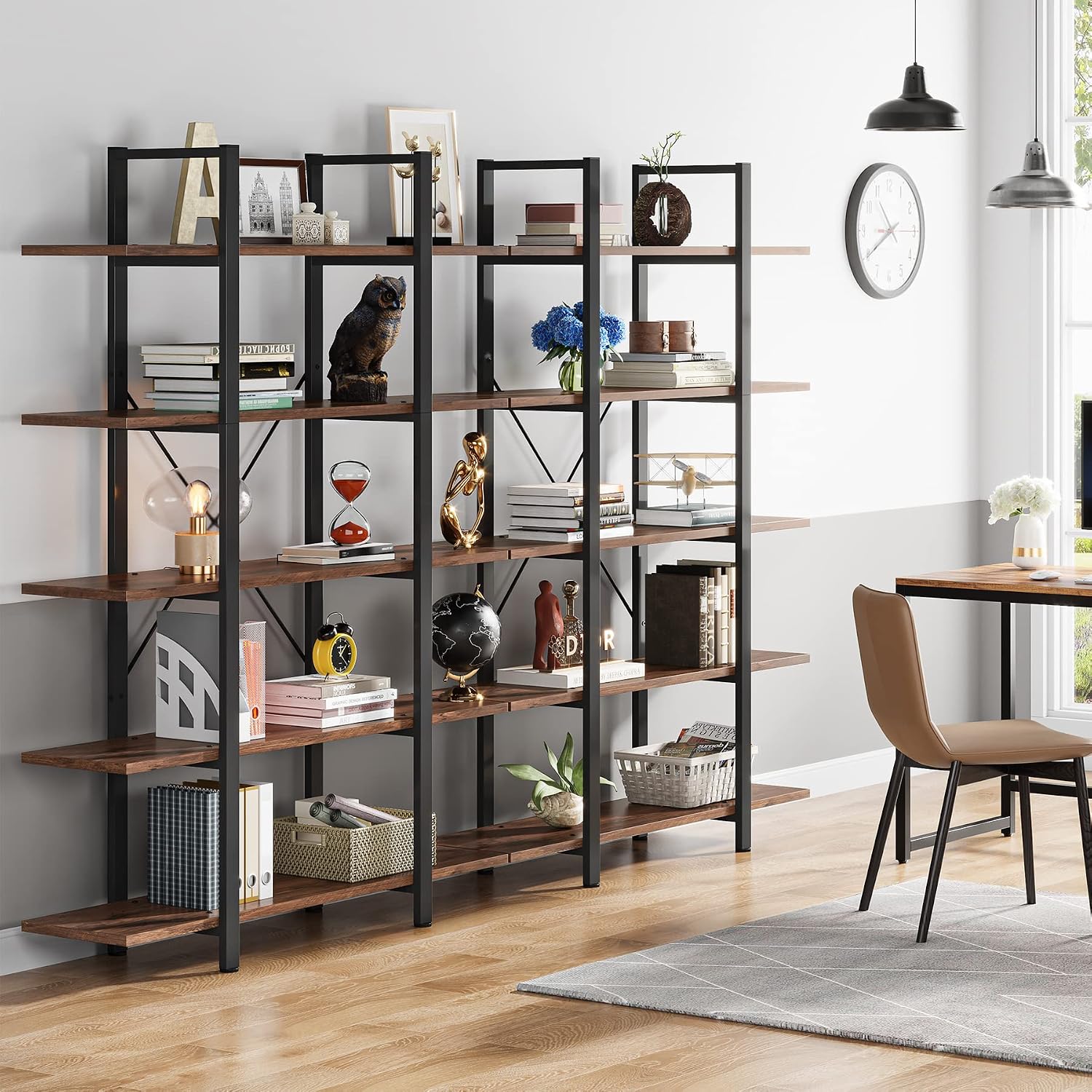Vintage Industrial 5-Tier Open Storage Bookshelf
