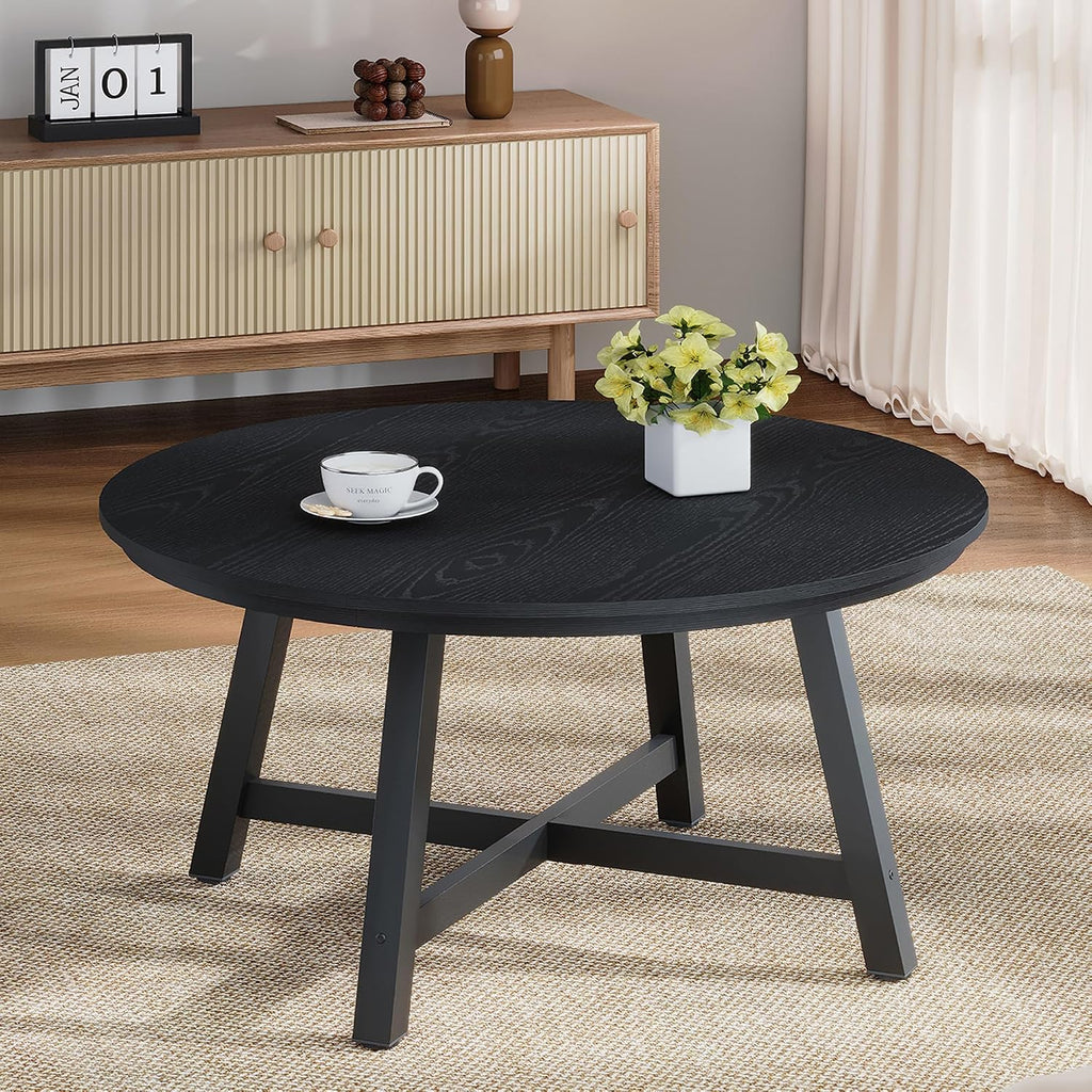 Industrial Round Wood Coffee Table