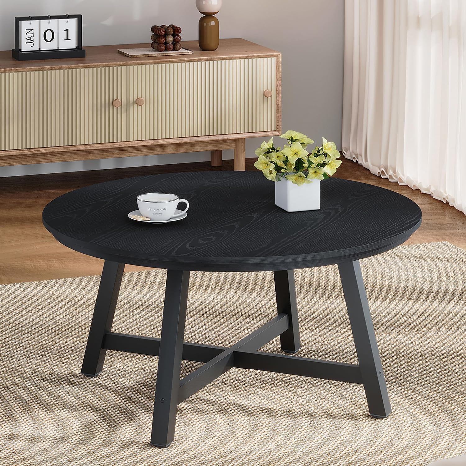 Industrial Round Wood Coffee Table