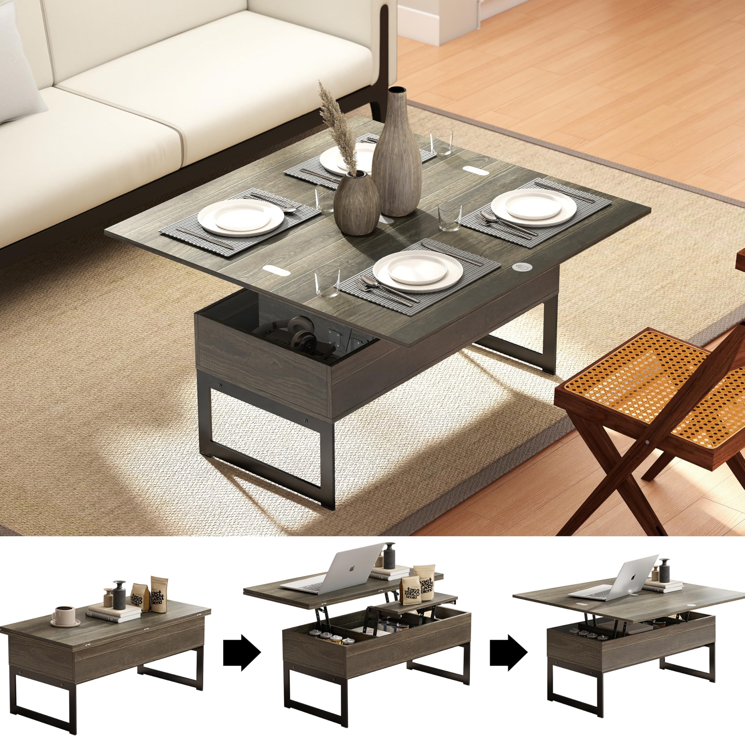 Walnut Storage Farmhouse Coffee Table