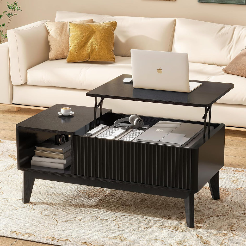 Walnut Fluted Lift Coffee Table