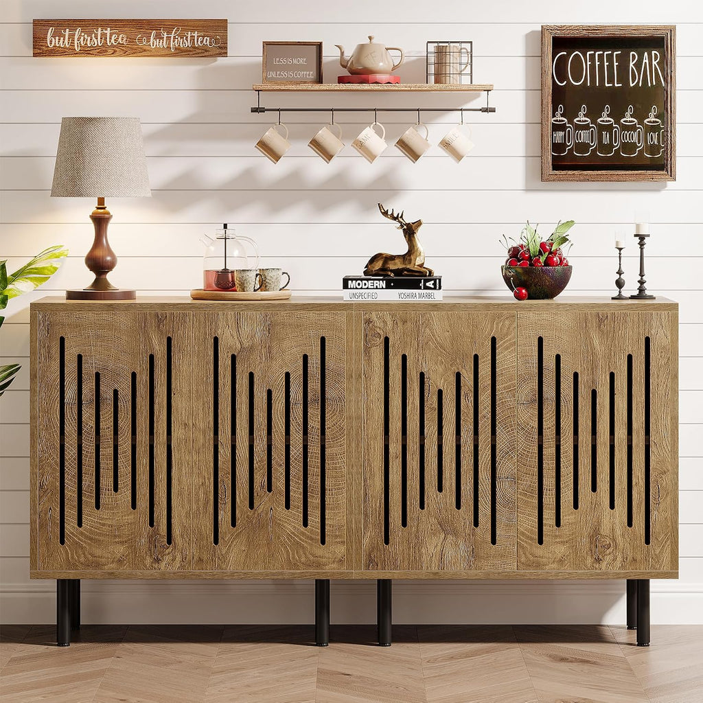 Dark Brown 2-Piece Tribesigns Storage Sideboard Set