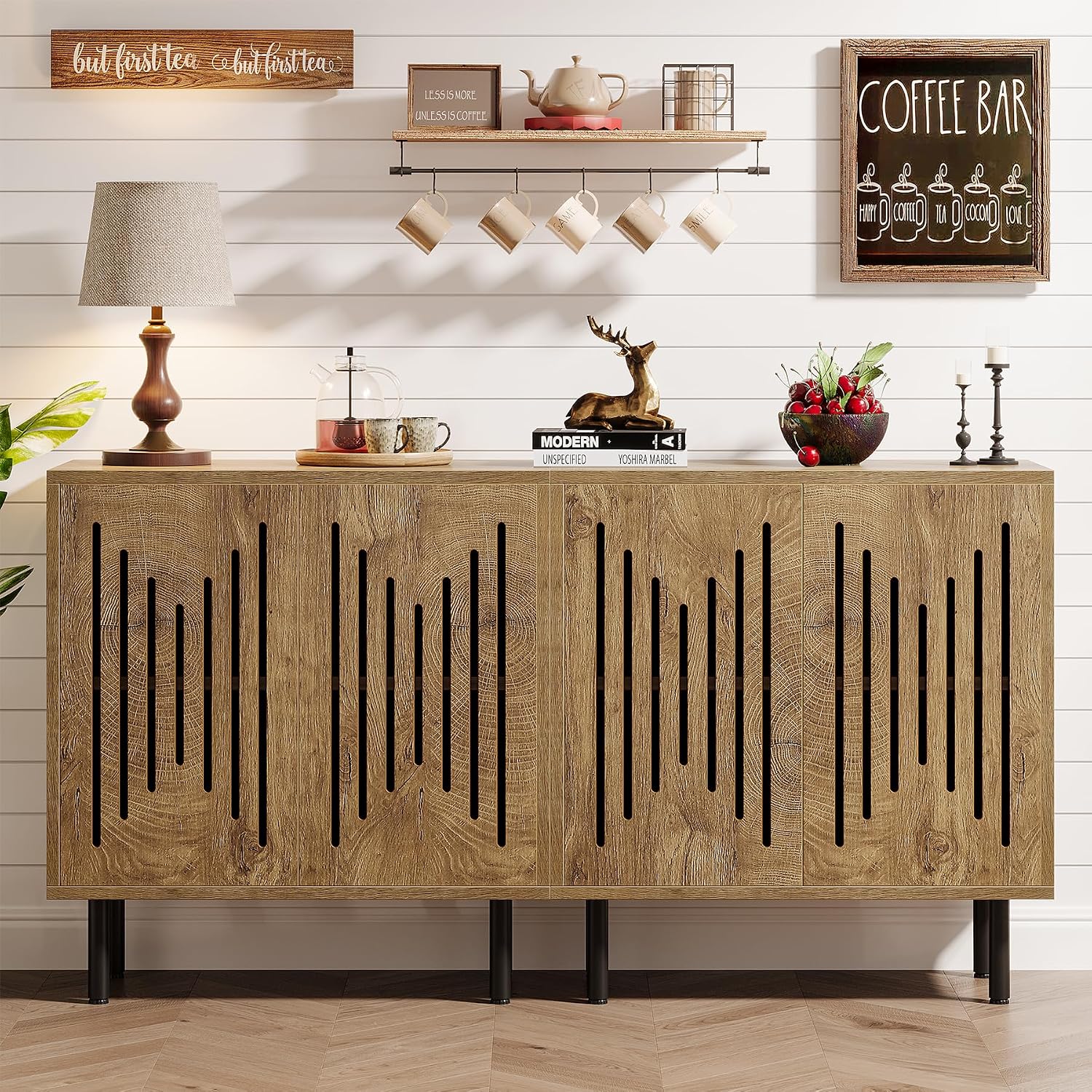 Dark Brown 2-Piece Tribesigns Storage Sideboard Set