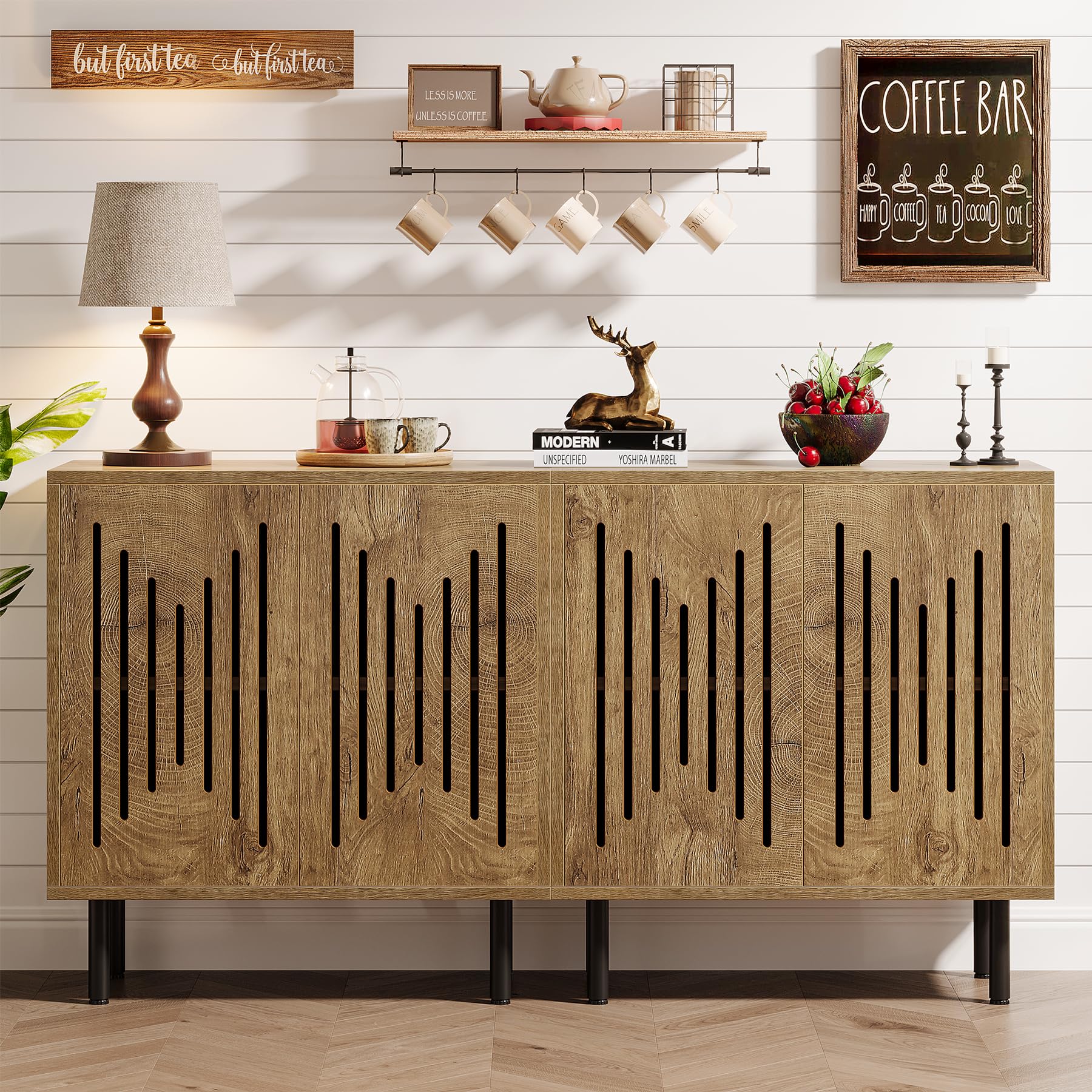 Dark Brown 2-Piece Tribesigns Storage Sideboard Set