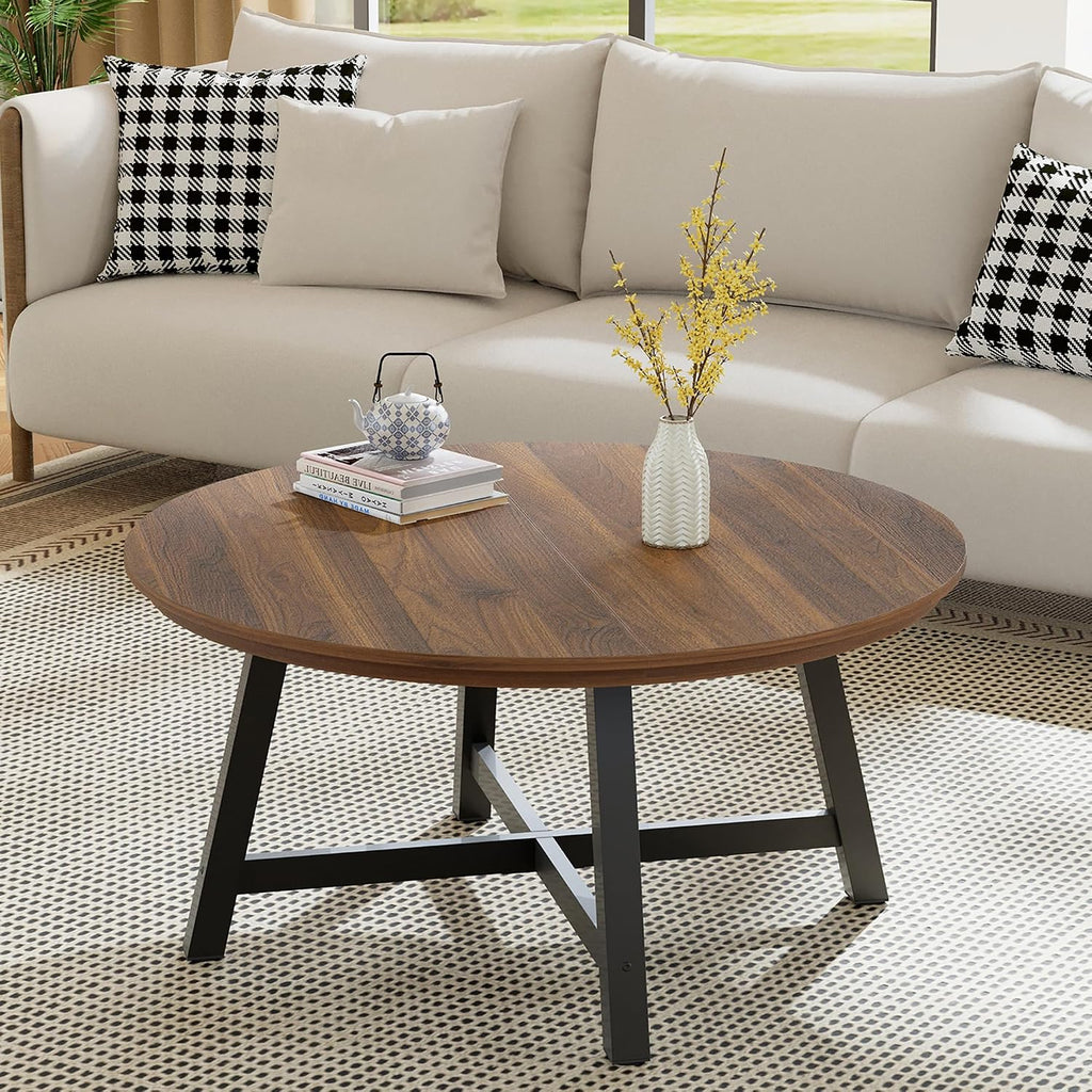 Industrial Round Wood Coffee Table