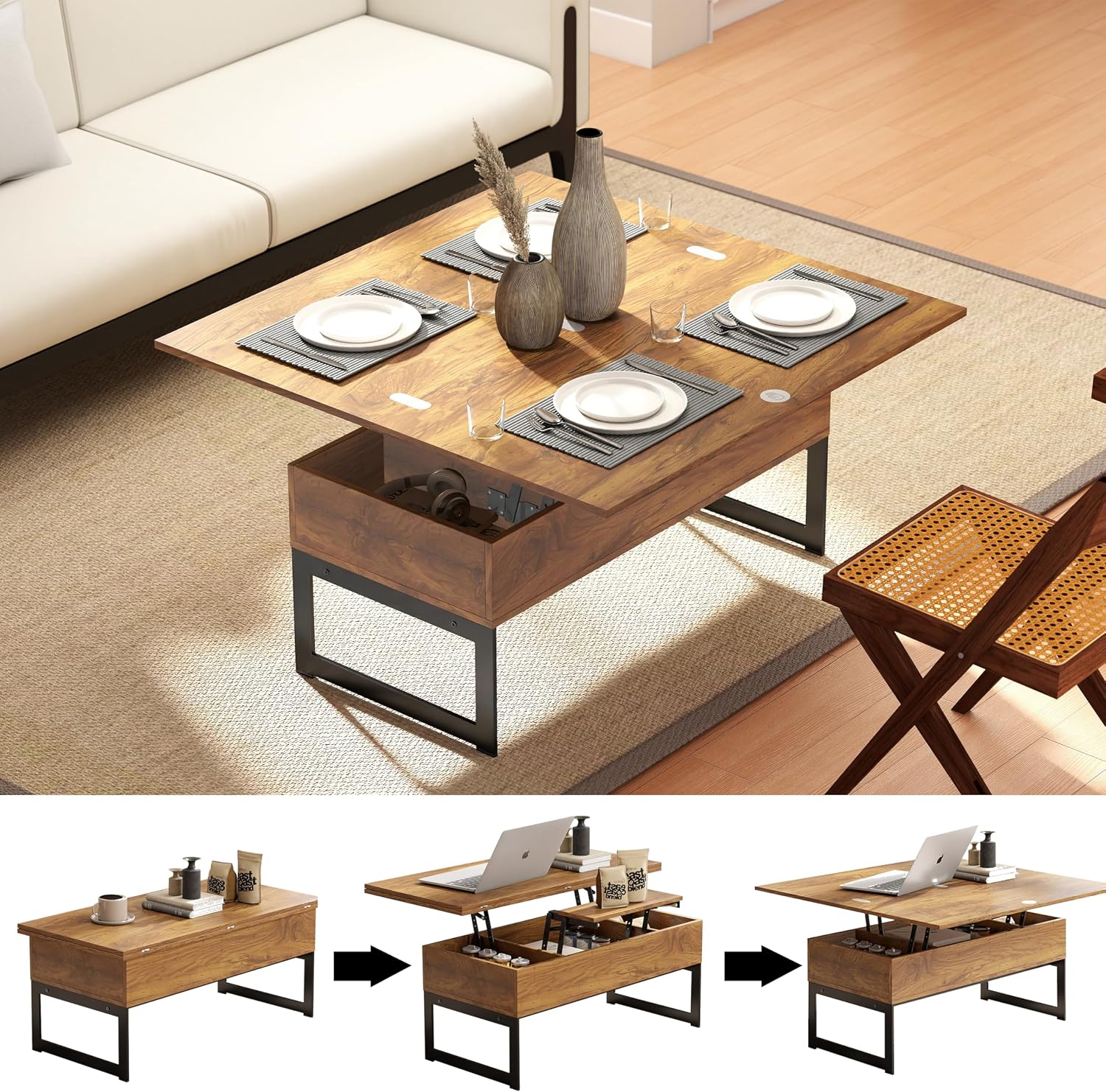 Walnut Storage Farmhouse Coffee Table