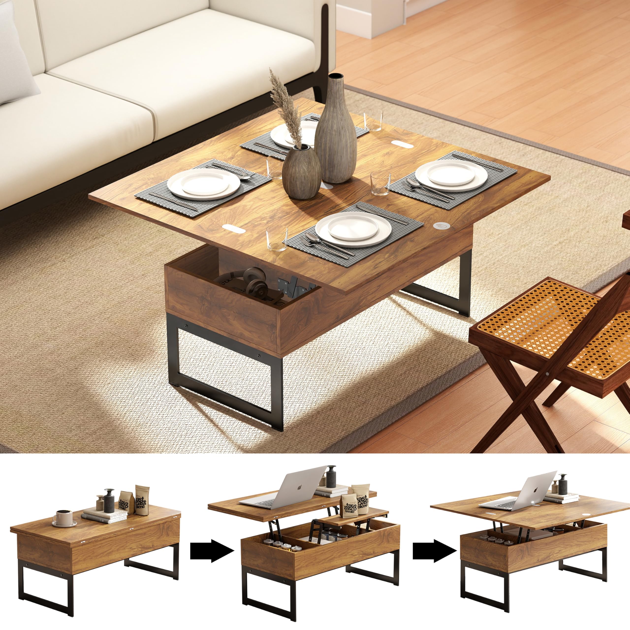 Walnut Storage Farmhouse Coffee Table
