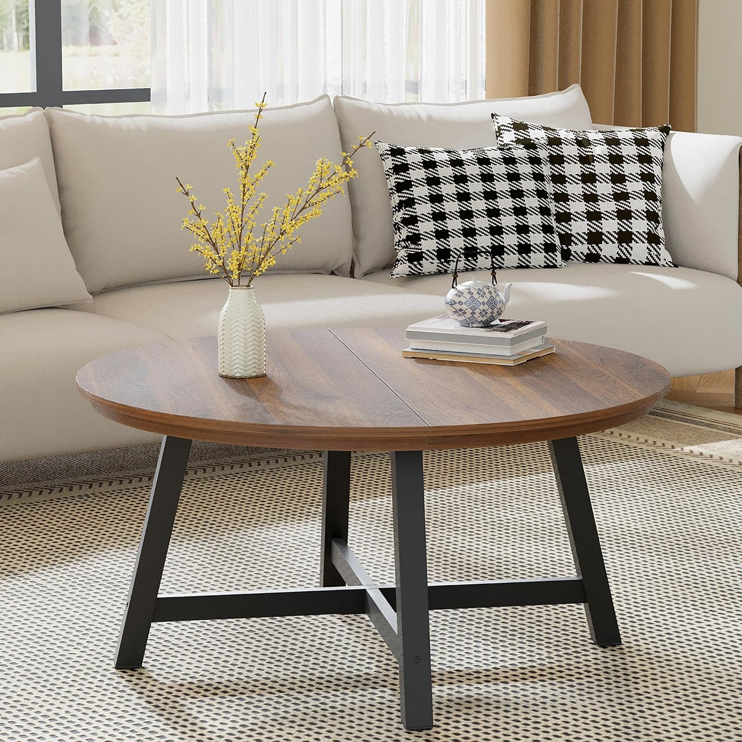 Industrial Round Wood Coffee Table