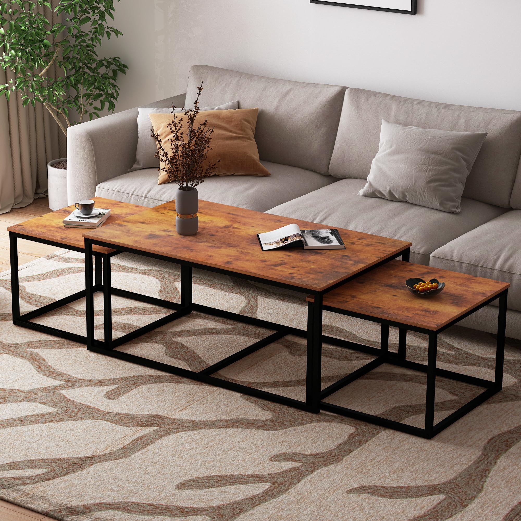 3pc Industrial Nesting Coffee Tables