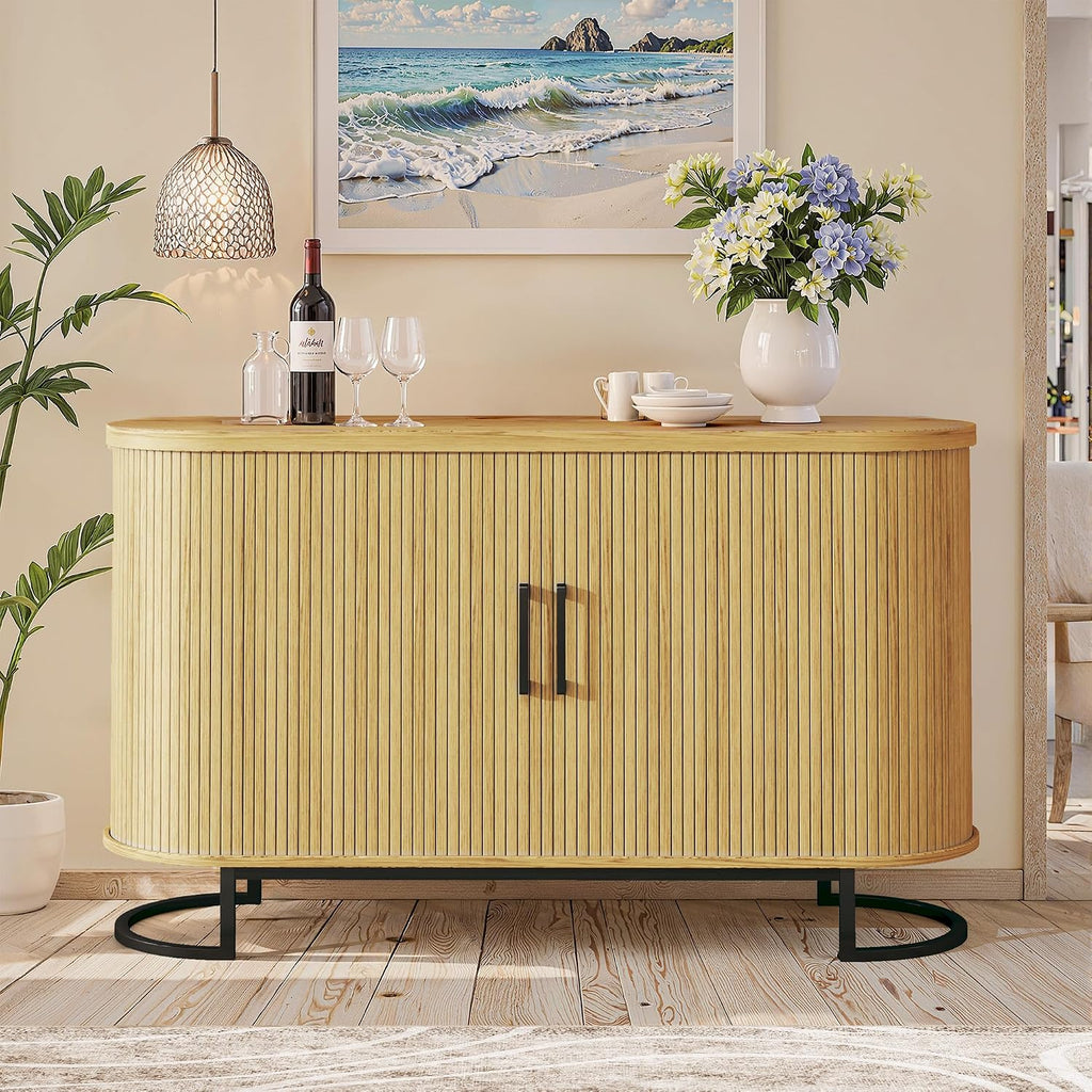 Walnut Sliding Door Mid Century Sideboard Cabinet